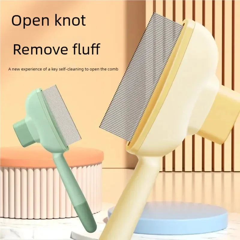 Self Cleaning Dog Brush One Button Release Pet Hair Remover Comb Anti-slip Massage Grooming Tool for Cat Dog Fur Removal